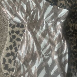 B. Smart Ivory and Rose Gold sequined Elegant Dress used for Fall Arrival